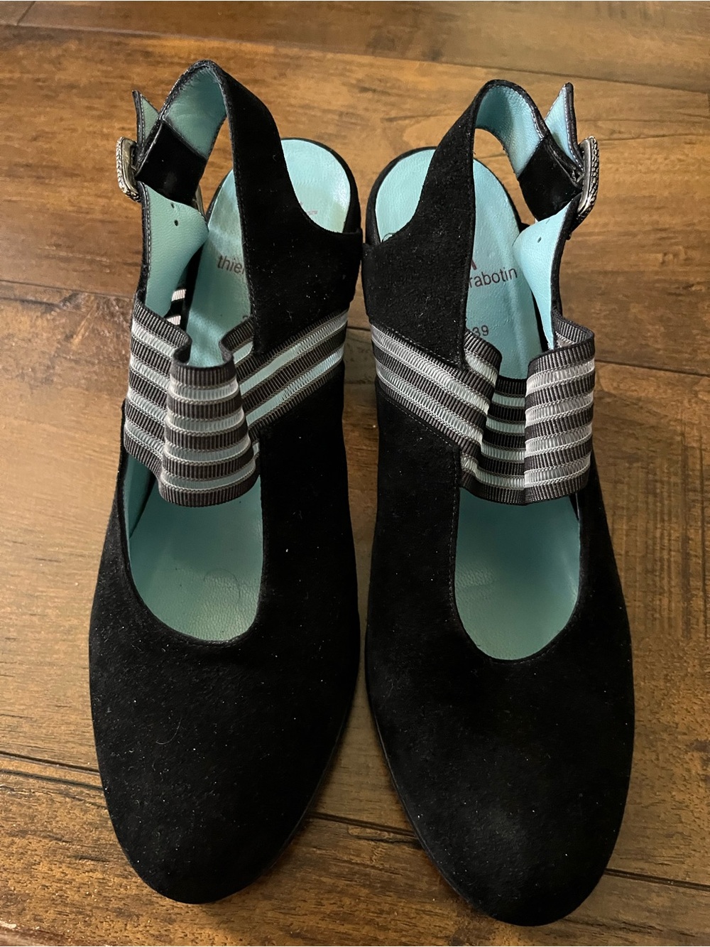 Thierry Rabotin Black suede Slingback Heels Made in Italy EU 39 (8.5-9.0 US)